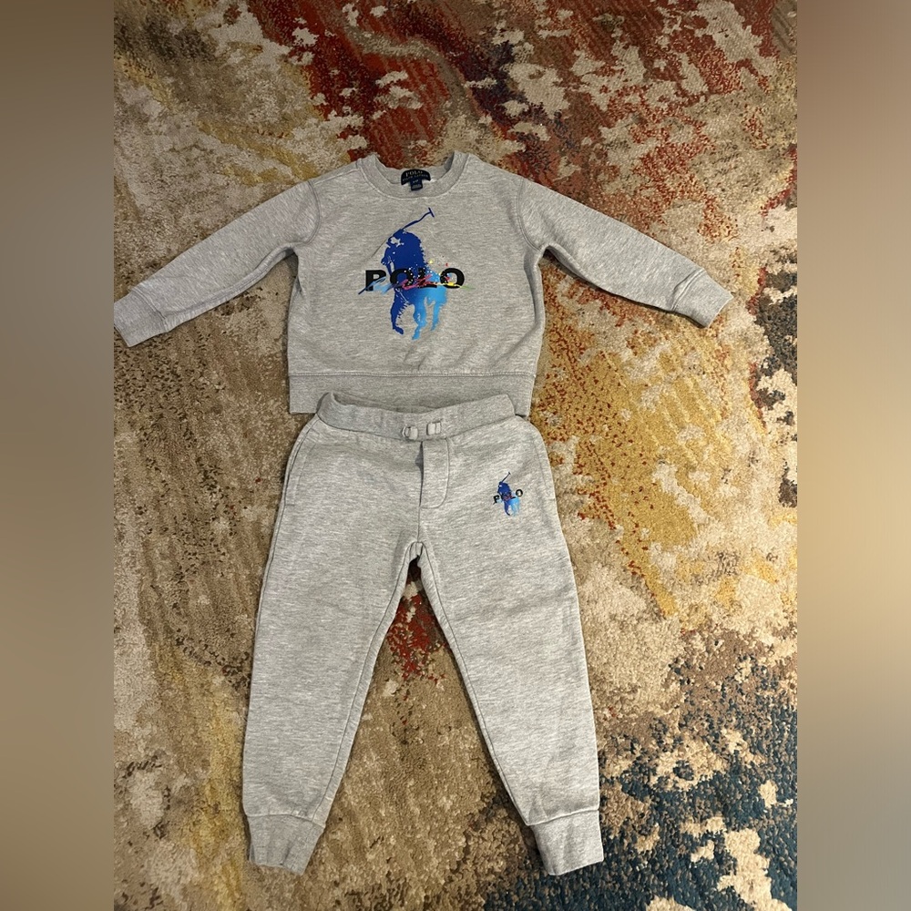 Polo by Ralph Lauren Gray and Blue Kids Matching Set